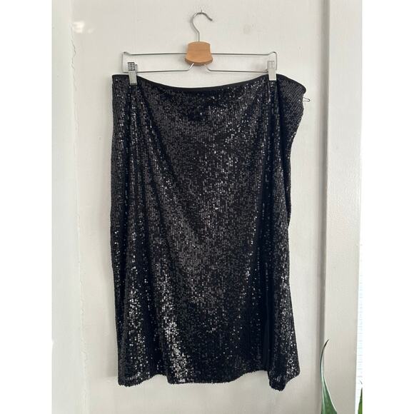 HALOGEN Women's Plus Black Sequin Pencil Skirt | Size 2X - Picture 1 of 3